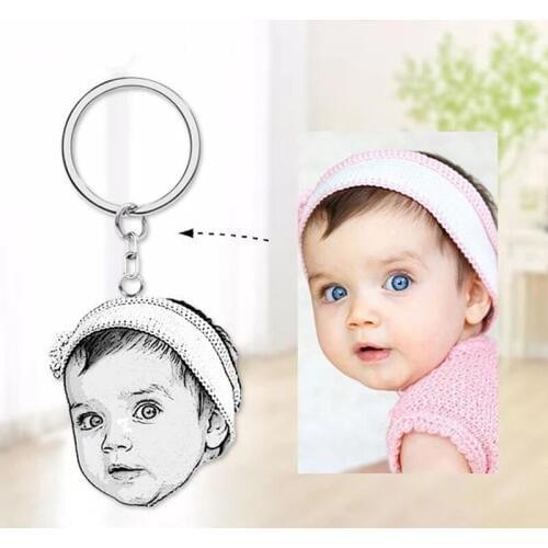 Custom Baby Pet Photo Keychain 925 Sterling Silver Personalized KeyRing Dog Charms Key Chain Women Men Memorial Christmas Gift