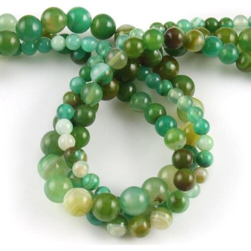6/8/10mm Green Sardonyx Beads Natural Agates Round Loose Stone Beads for Jewelry Making DIY Bracelets Necklace Supplies 15