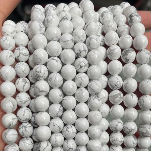 4/6/8/10/12mm Round Natural White Turquoises Beads DIY Loose Spacer Howlite Stone Beads For Jewelry Making Accessories 15