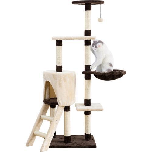 53 In Pet Cat Tree House With Hanging Ball Luxury Cat Climbing Frame Cat Furniture Scratchers Tree For Playing Scratch Furniture