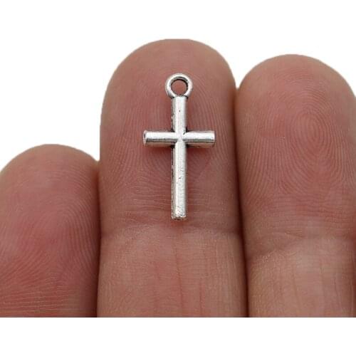 JAKONGO Silver Plated Cross Charms Pendants for Jewelry Making Bracelet DIY Accessories 19x9mm 20pcs
