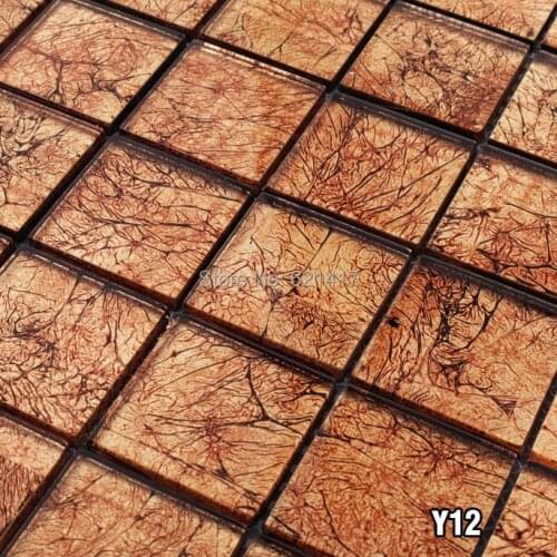 Brown crystal glass electroplate mosaic tiles HMGM1106B backsplash kitchen wall tile sticker bathroom floor tile free shipping