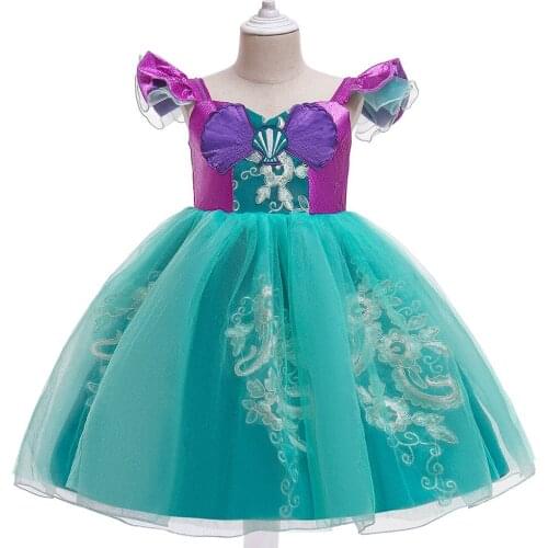 Princess Cap Sleeves Two Toned Costume Kids Lace Short Dress Halloween Cosplay Dresses Up For Children Birthday Party Clothing
