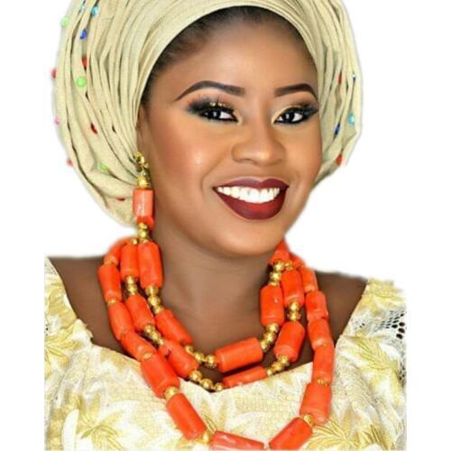 Fashion Wedding Jewellery Set Bridal Jewelry Original Coral beads Necklace Set For Wedding Free Ship 2018 Dubai Jewelry Set