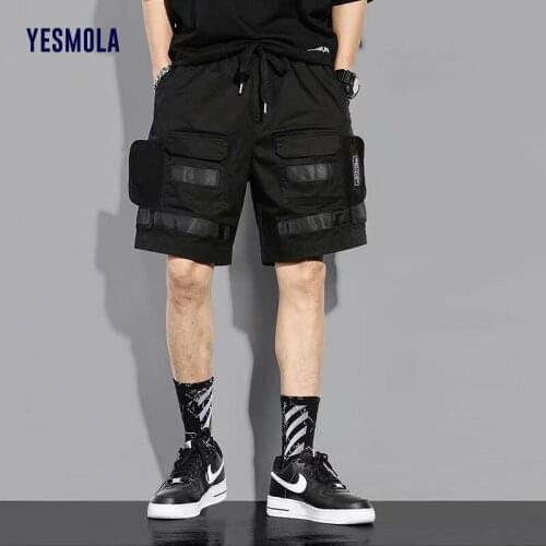 YESMOLA 2021 Mens Shorts Fashion Hip Hop Summer Men Multi-pocket Punk Casual Knee Length Short Pants Men Casual Loose Short