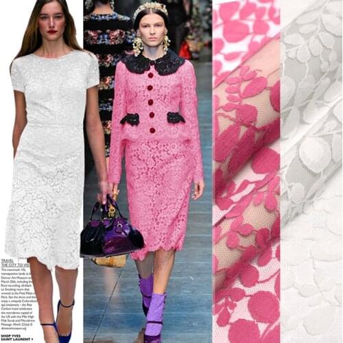 Soft pink leaf lace hollowed out embroidered fabric fabric clothing A133