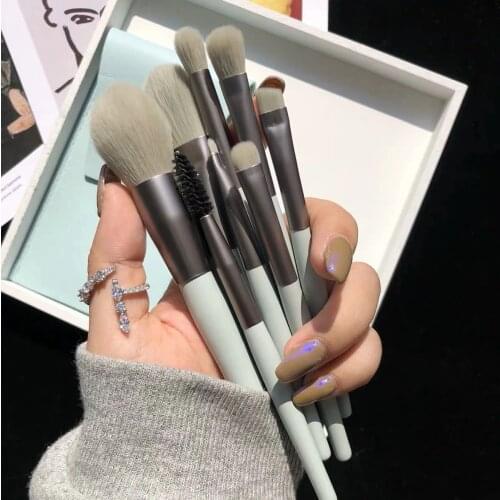 8pcs Mini Matte Makeup Brushes Set Wooden Handle Eyeshadow Eyebrow Foundation Blush Loose powder Lips Face Makeup Tools