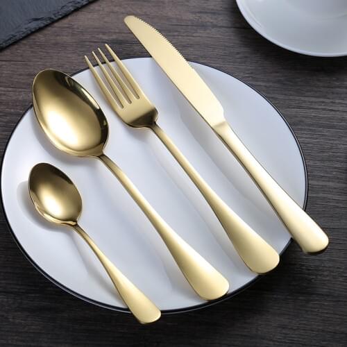 Stainless Steel Knife Fork Spoon Colorful Dinnerware Western Tableware Set 4 PCS
