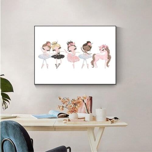 Nordic Ballet Princess Unicorn Wall Art Poster And Print Baby Nursery Canvas Painting Nordic Pictures For Child Kids Room Decor