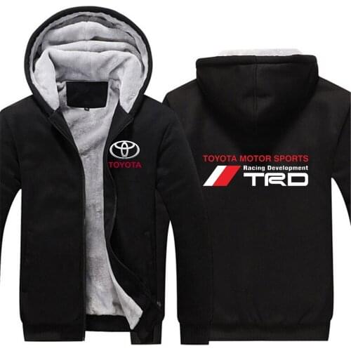 New Winter Toyota Print Motorsport TRD Car Logo Thicken Jackets Male Hoodies Zipper Sweatshirts Tracksuit Men College Coats