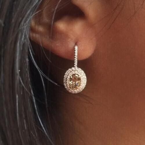 Wholesale Luxury Oval Zircon Earrings Fashion Temperament Gift, Woman Four Seasons Charm Jewelry