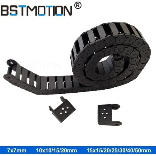 Plastic Cable Drag Chains 7x7 10x 10 15 20 mm 15 x 25 30 40 50 mm Transmission Wire Carrier with end connector for CNC
