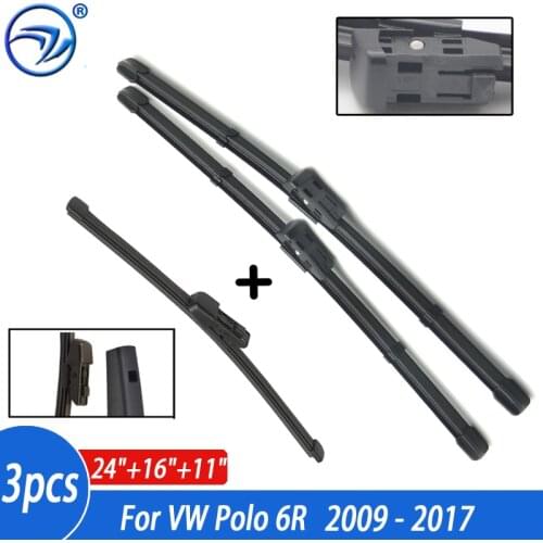 Wiper Front Rear Wiper Blades Set For VW Polo 6R Hatchback 2009-2017 Windshield Windscreen Window 24"+16"+11"