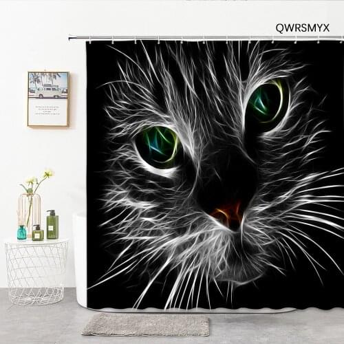 Cute Creative Black Cat Shower Curtains 3D Animal Tabby Cat Bathroom Curtain Living Room Bedroom Decor Wall Bathroom Products