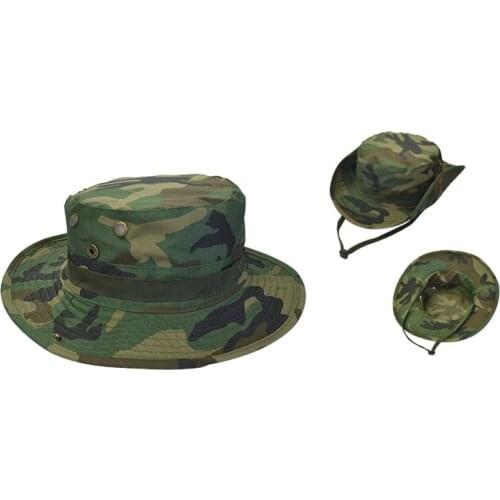 Tactical Camouflage Military Army Round-brimmed Hat Sun Boonie Hat Cap For Fishing Outdoor Hiking Woodland Camo
