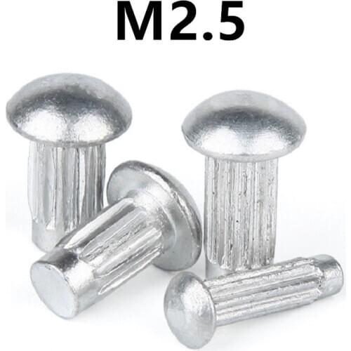 500PCS GB827 M2.5x4/5/6/8/10mm Knurled Solid Aluminum Rivets For Name Plate