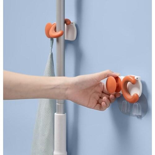 Mop Clip Wall Mounted Traceless Mop Organizer Holder Non Slip Punch-Free Brush Broom Sundries Holder Kitchen Bathroom Gadget
