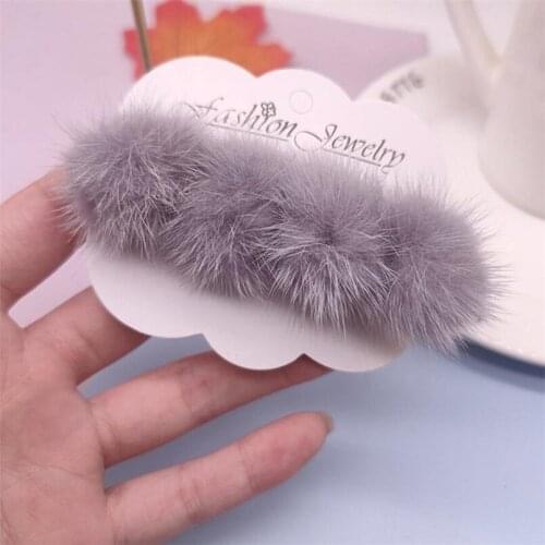 Hair Clips Girls Vintage Real Mink Fur HairPins Fluffy For Women Girls Hair Accessories