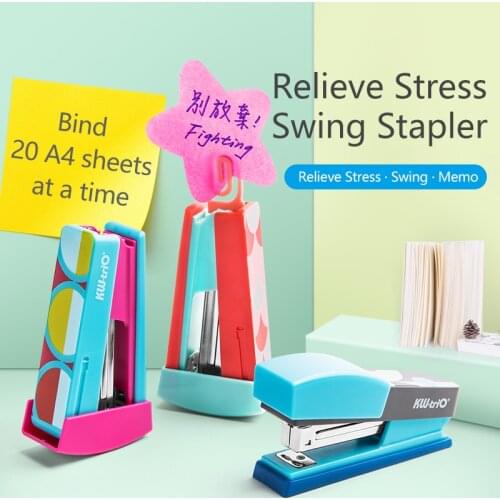 1pcs Multi-function Practical Stapler Relieve Stress Swing Stapler Standard Stapler Book Paper Binding Tool Desktop Decoration