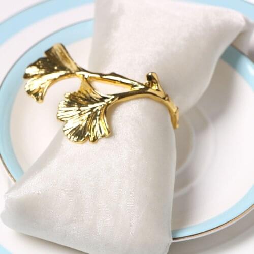 10pcs Golden gingko leaf napkin buckle wedding hotel decoration napkin ring