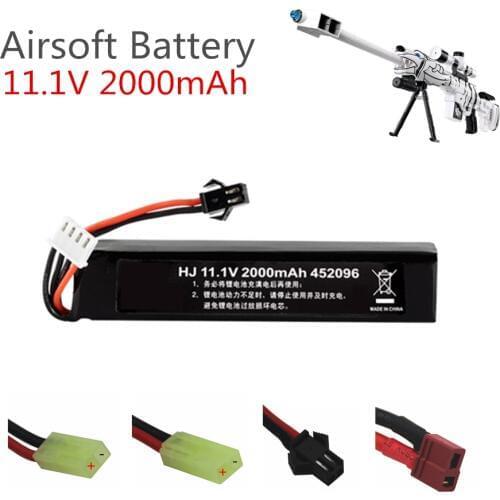 11.1v Lipo Battery for Water Gun Airsoft 11.1V 3S 2000mAh 30C 452096 battery for Airsoft BB Air Pistol Electric Toys Guns Parts