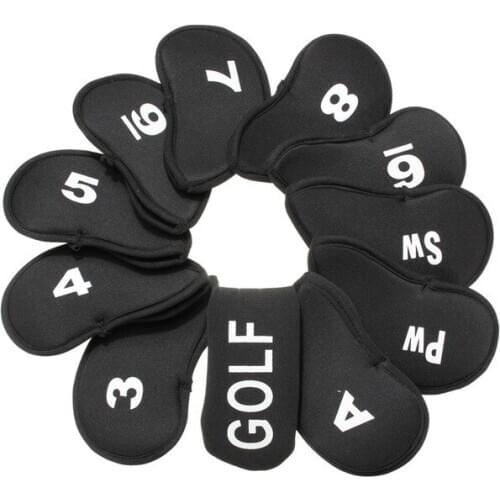 11 pcs/set Golf Club Putter Iron Head Cover Headcover Case Protector Holder Nylon Black Accessories