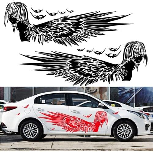 2PCS Girl angel wings car stickers car modified body stick stick a side door scratch lovely car decals car accessories