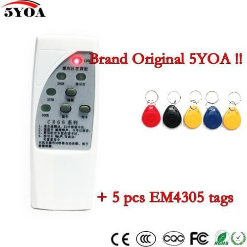 4 Frequency RFID Copier Reader Writer Programmer + 5 Pcs EM4305 T5577 Rewritable ID Keyfobs Tags Card