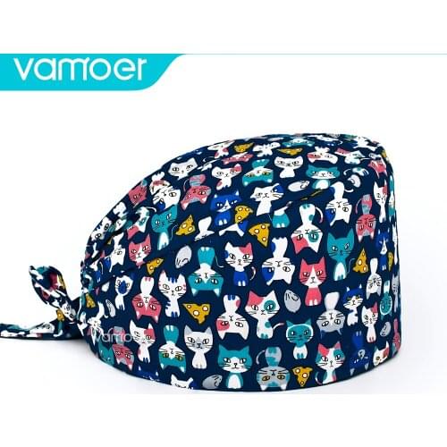 Nurse accessories Tieback Pet medical Scrub cap pharmacist hat clinic Dentist nurse Surgical work caps nursing hats 100% cotton