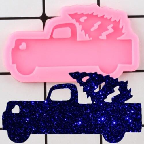 Shiny Car Silicone Mold Epoxy Resin Molds Pine Tree Truck Craft Custom Keychain DIY Handmade Pendant Polymer Clay Jewelry Mould
