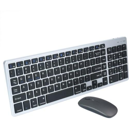 Bluetooth + 2.4GHz Three-mode Wireless Keyboard and Mouse Combo Rechargeable Keyboard Mouse Set for Mac iPad Windows PC Android