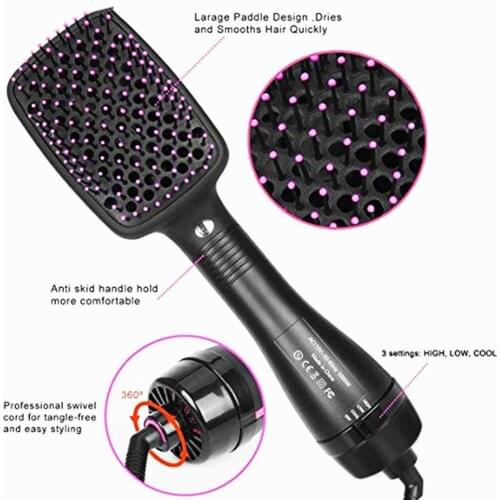 2 in 1 Hair Dryer Brush Professional Hair Curler Curly Iron One Step HairDryer Electric Hair Straightener Multifunction Curler