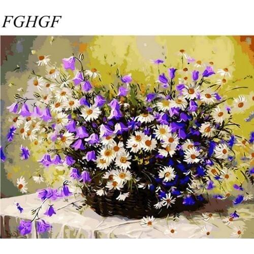 FGHGF Framed Flower DIY Painting By Numbers Painting Calligraphy Wall Art Oil Painting On Canvas Home Decor