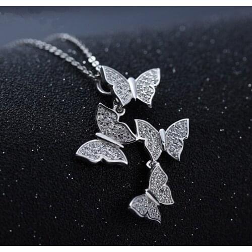 HOT Rhinestone Butterfly Charm Necklaces Crystal Fashion Women Alloy Chains Zircon Choker Jewelry Gifts