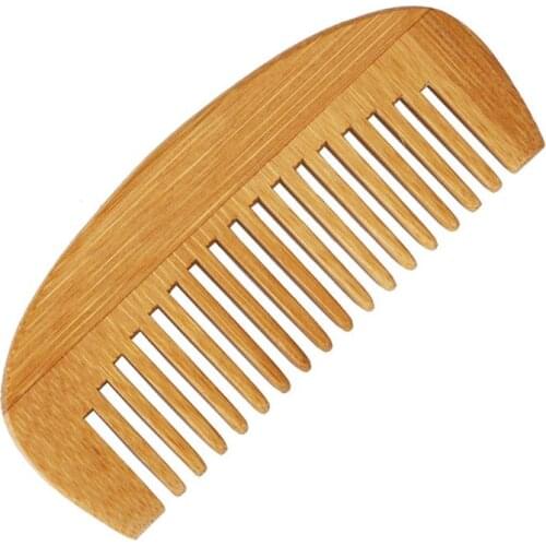 12cm Length Mini Portable Natural Bamboo Wooden Hair Combs Curved Crescent Shape Anti-Static Comb Hair Styling Tool