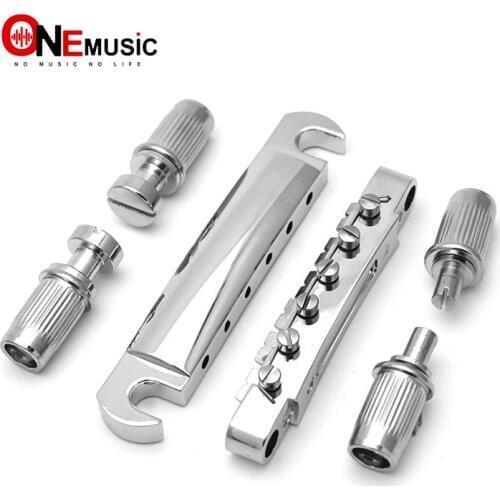 A Set Chrome String Brideg Saddle Tune-O-Matic Bridge Tailpiece for GB LP Style Electric Guitar