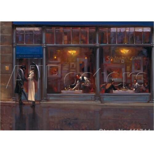 Modern wall art Fifth Avenue Cafe Brent Lynch canvas paintings High quality Hand painted
