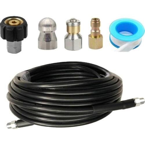 Sewer Jetter Kit for Pressure Washer,1/4" NPT, 49FT Sewer Jet Hose,5800PSI, Button Nose Sewer Jetter Nozzle,Coupler