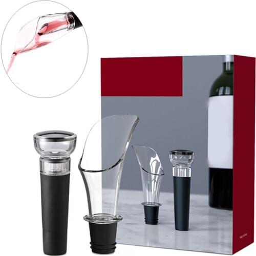 Red Wine Retain Freshness Bottle Stopper Pourer Set Preserver Sealer Plug Air Pump Stopper Sealer Plug Tools Wine Vacuum Stopper