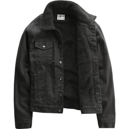 Mcikkny Mens Winter Wool Denim Jackets Fleece Lined Fur Collar Thermal Jeans Coats For Male Tops Clothing Size M-3XL