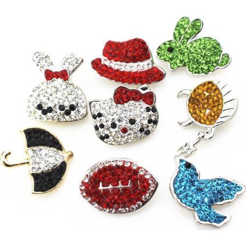 Mix 8 Designs Full Crystal Snap Buttons ,Rhinestone Snap Button Charms DIY Jewelry Ginger Snaps bracelet&bangles 16PCs