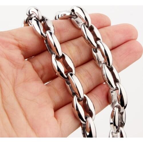 Fashion 6.5/7.5/12mm Wide Silver Color Coffee Beans Link Chain Necklace Or Bracelet Mens Stainless Steel 7-40" Option Jewelry