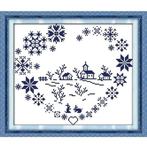 Love village cross stitch kit cartoon snow Aida count 14ct 11ct 100% printed embroidery DIY handmade needlework wall home decor