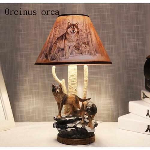 Creative personality wolf table lamp boy bedroom childrens room lamp cartoon wolf manual desk lamp free shipping