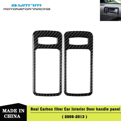 Real Carbon Fiber Car Inner Door Handle Bowl Frame Cover Molding Trim Stickers For Mustang