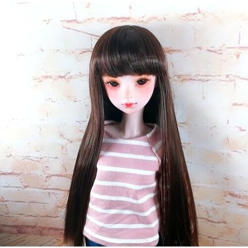 BJD wig bangs long straight hair 1/3 1/4 1/6 1/8 SD DD BJD doll wig high temperature fiber hair black doll wig doll accessories
