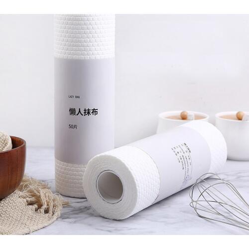 50Pcs/Roll Disposable Lazy Rags Kitchen Cleaning Cloth Wiping Pad Dishcloth Bathroom Wash Wiping Scouring Pad Cleaning Cloths
