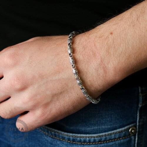 Silva Original 925 Sterling Silver Bracelet for Men Made With 5mm S925 Special Design Cable Chain
