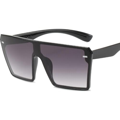 Fashion Male Flat Top Sunglasses Women Men Brand Black Square Shades UV400 Gradient Sun Glasses for Men Cool One Piece Designer