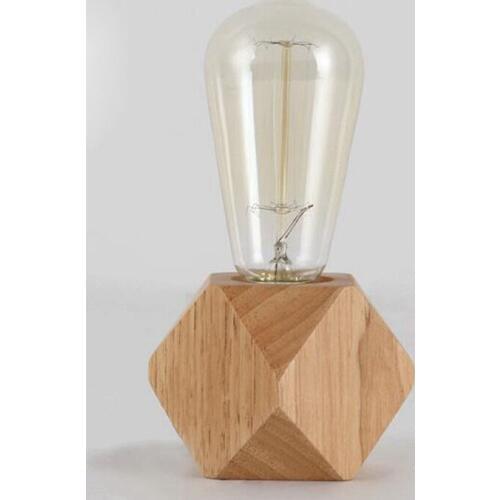 Modern table lamp E27 Wooden desk lamp Diamond bedside lamp for home/bedroom/living room decor EU-Plug Wooden Base